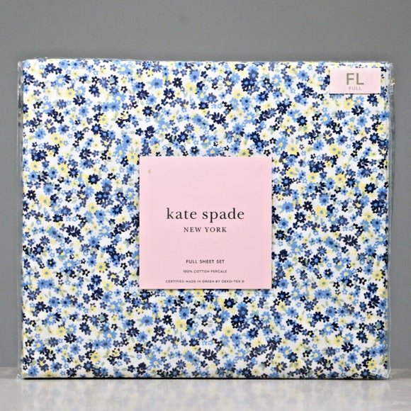 kate spade Bedding New Kate Spade Blue Yellow Floral Sheet Set Full